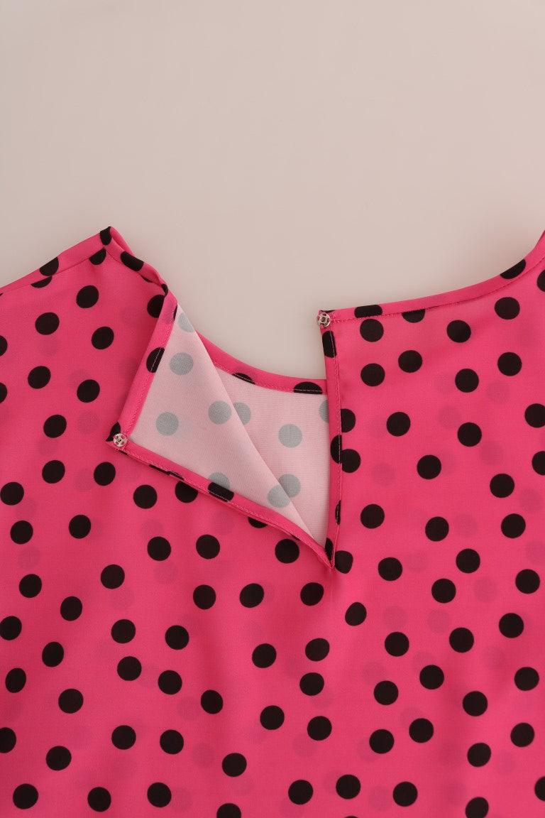 Dolce & Gabbana Chic Pink Polka Dotted Silk Blouse - Arichezz.store