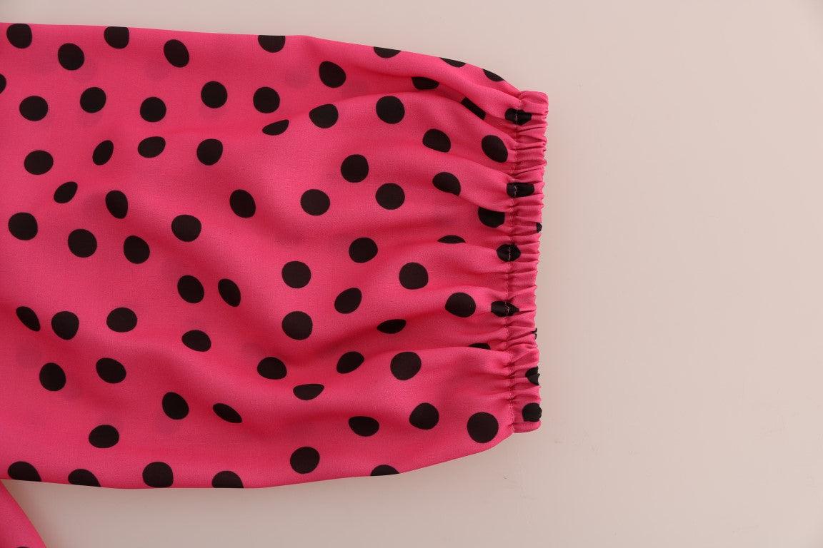 Dolce & Gabbana Chic Pink Polka Dotted Silk Blouse - Arichezz.store