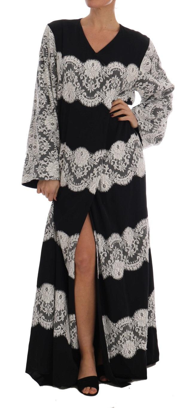 Dolce & Gabbana Elegant Silk Floral Lace Kaftan Maxi Dress - Arichezz.store