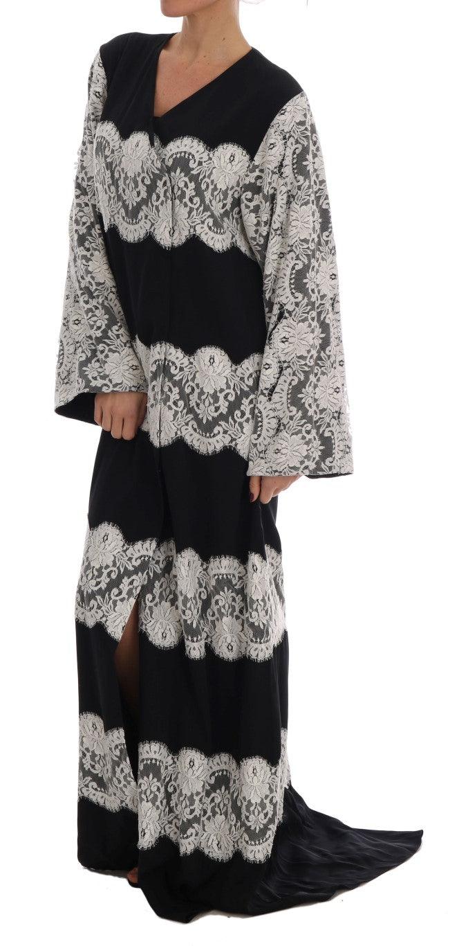 Dolce & Gabbana Elegant Silk Floral Lace Kaftan Maxi Dress - Arichezz.store