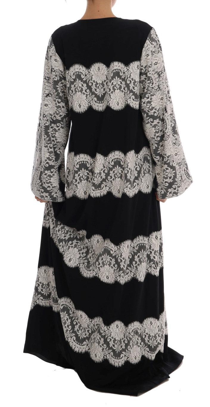 Dolce & Gabbana Elegant Silk Floral Lace Kaftan Maxi Dress - Arichezz.store