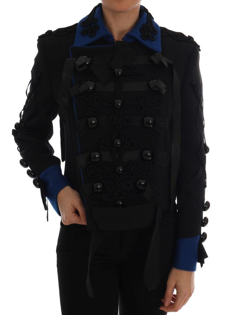 Dolce & Gabbana Black & Blue Short Trench Jacket - Arichezz.store