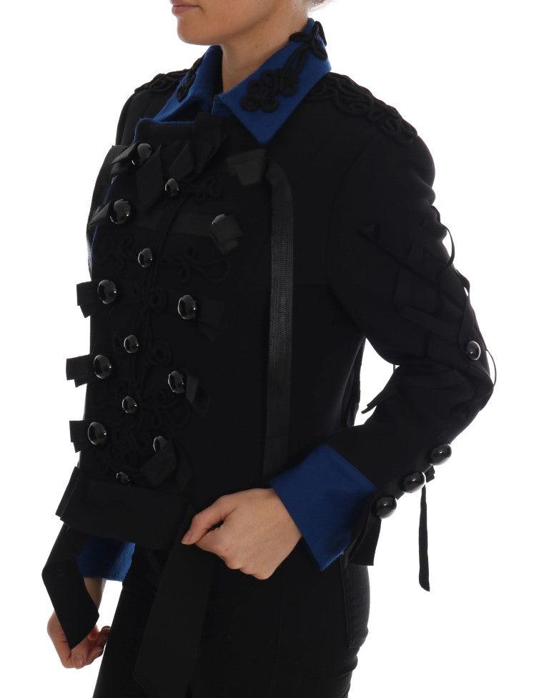 Dolce & Gabbana Black & Blue Short Trench Jacket - Arichezz.store