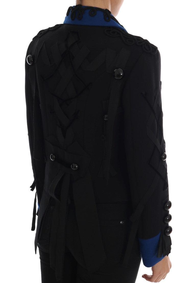 Dolce & Gabbana Black & Blue Short Trench Jacket - Arichezz.store