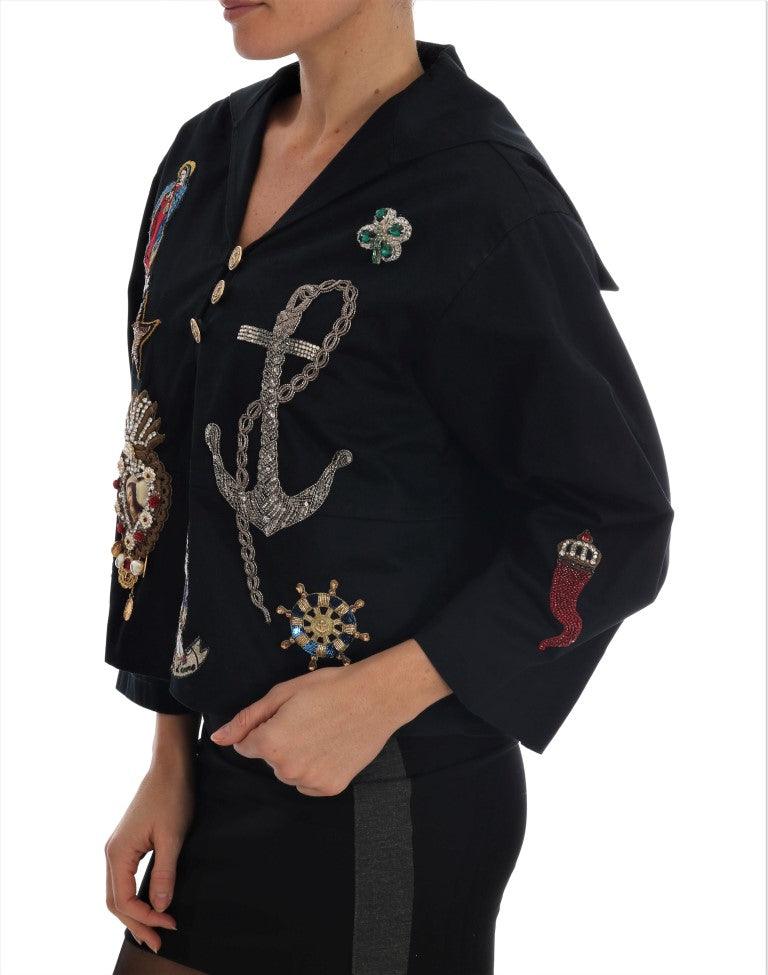 Dolce & Gabbana Enchanted Blue Crystal Embroidered Coat - Arichezz.store