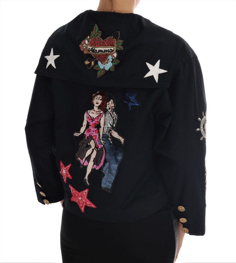 Dolce & Gabbana Enchanted Blue Crystal Embroidered Coat - Arichezz.store