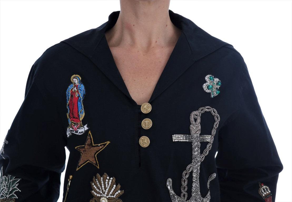 Dolce & Gabbana Enchanted Blue Crystal Embroidered Coat - Arichezz.store