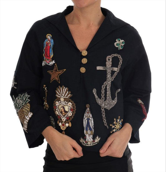 Dolce & Gabbana Enchanted Blue Crystal Embroidered Coat - Arichezz.store