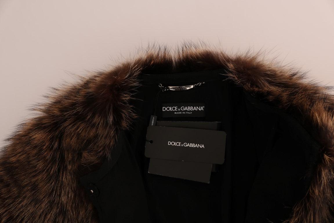 Dolce & Gabbana Brown Raccoon Fur Knee-Length Coat - Arichezz.store