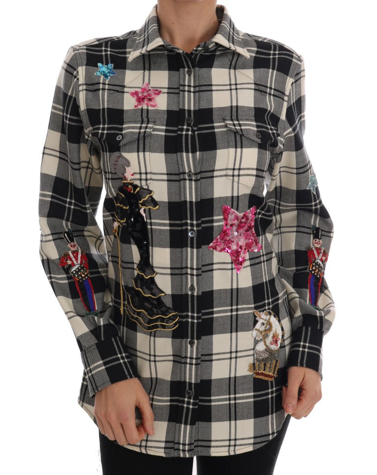 Dolce & Gabbana Enchanted Sequin Checkered Wool Shirt - Arichezz.store