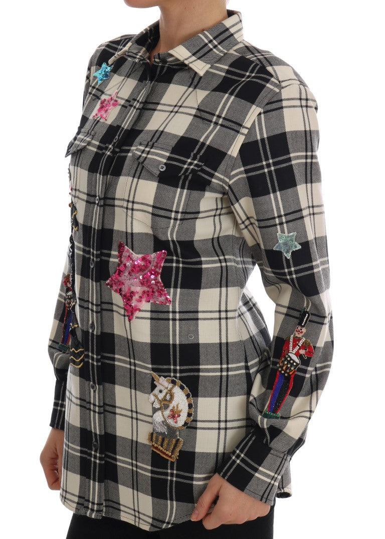 Dolce & Gabbana Enchanted Sequin Checkered Wool Shirt - Arichezz.store