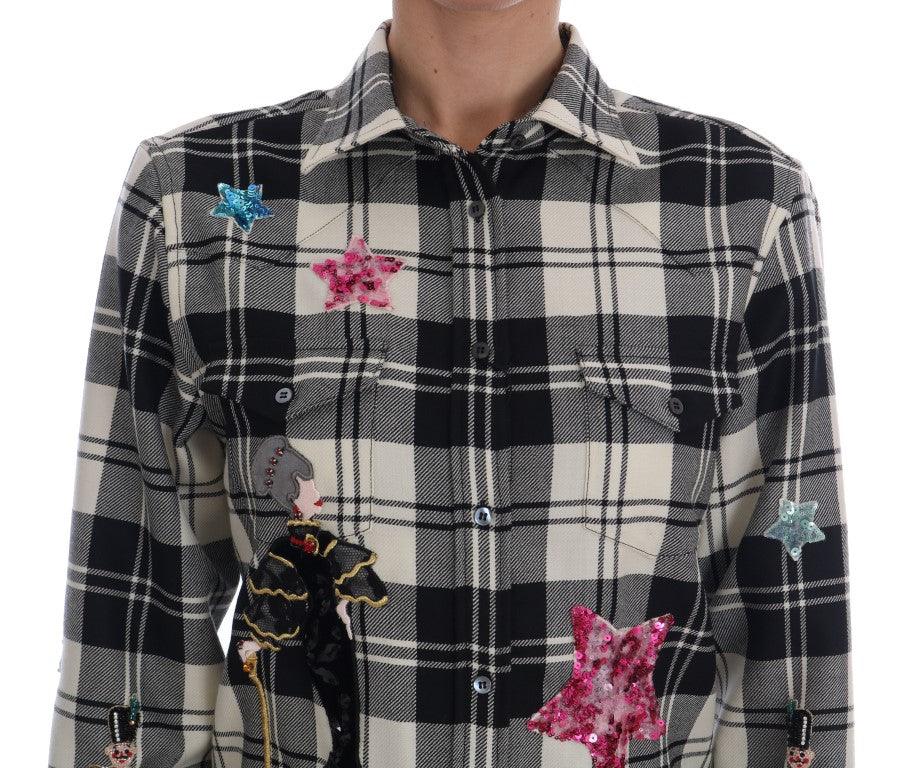 Dolce & Gabbana Enchanted Sequin Checkered Wool Shirt - Arichezz.store