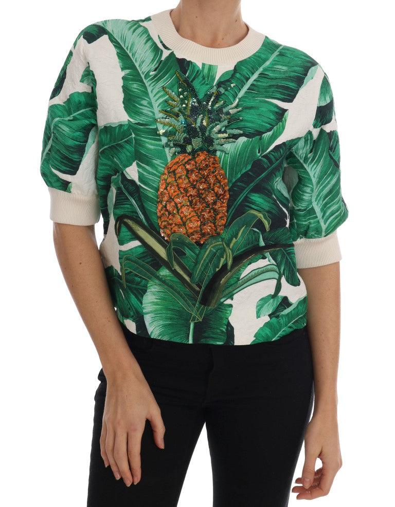 Dolce & Gabbana Tropical Sequined Sweater - Lush Greenery Edition - Arichezz.store