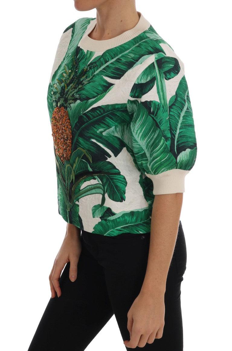 Dolce & Gabbana Tropical Sequined Sweater - Lush Greenery Edition - Arichezz.store