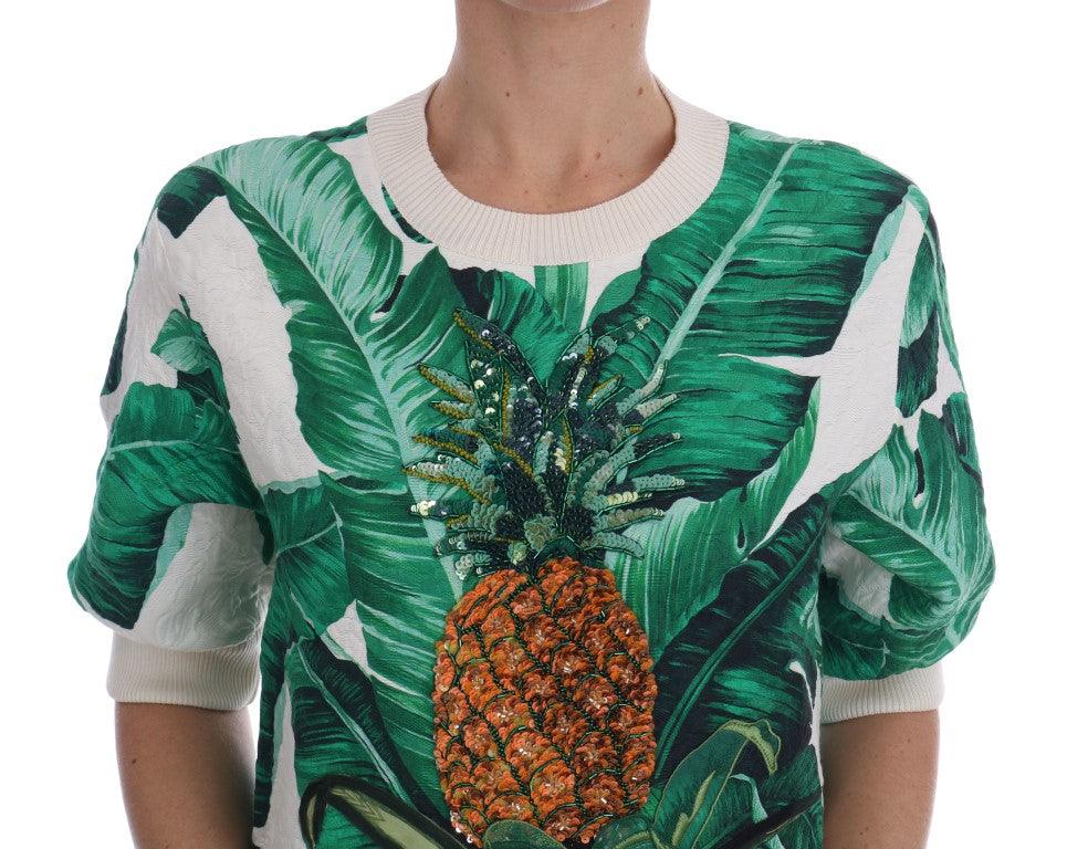 Dolce & Gabbana Tropical Sequined Sweater - Lush Greenery Edition - Arichezz.store