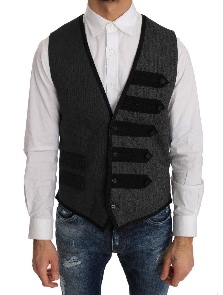 Dolce & Gabbana Elegant Gray Torrero Pattern Formal Vest - Arichezz.store