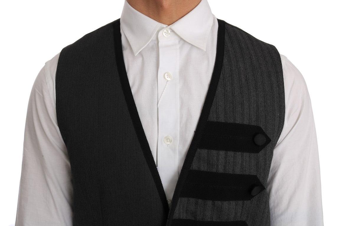 Dolce & Gabbana Elegant Gray Torrero Pattern Formal Vest - Arichezz.store