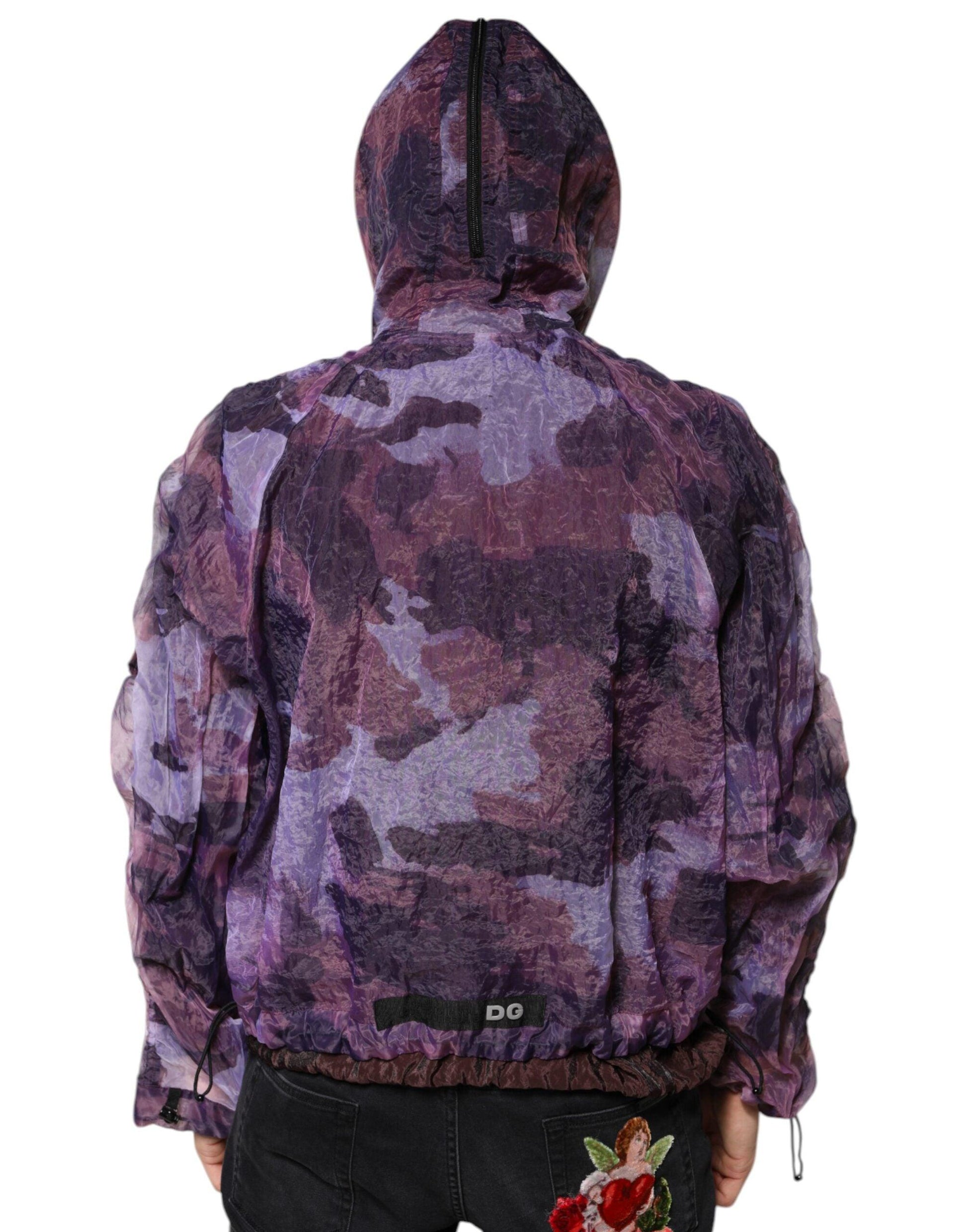 Dolce & Gabbana Purple Camouflage Hooded Men Blouson Jacket - Arichezz.store