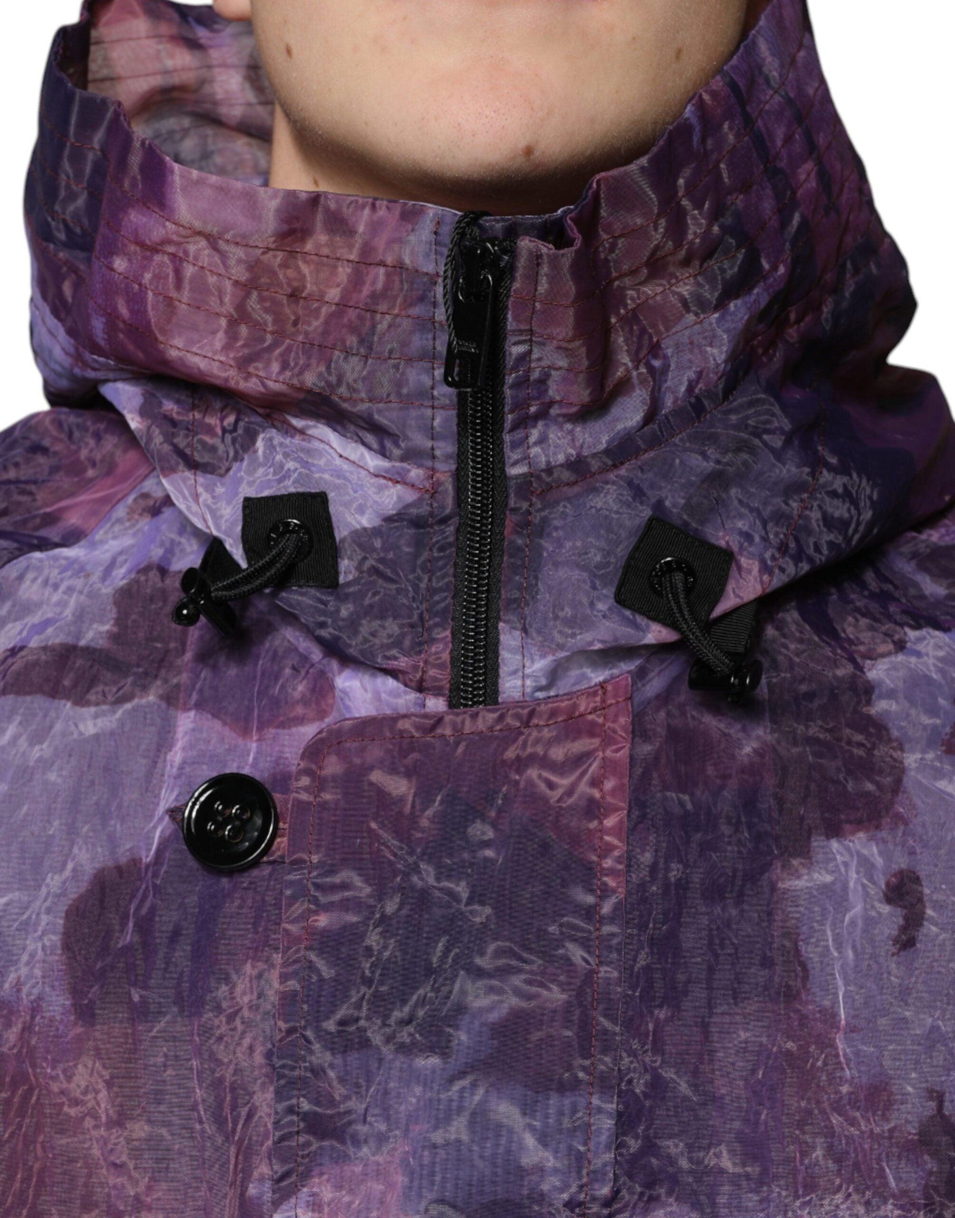 Dolce & Gabbana Purple Camouflage Hooded Men Blouson Jacket - Arichezz.store