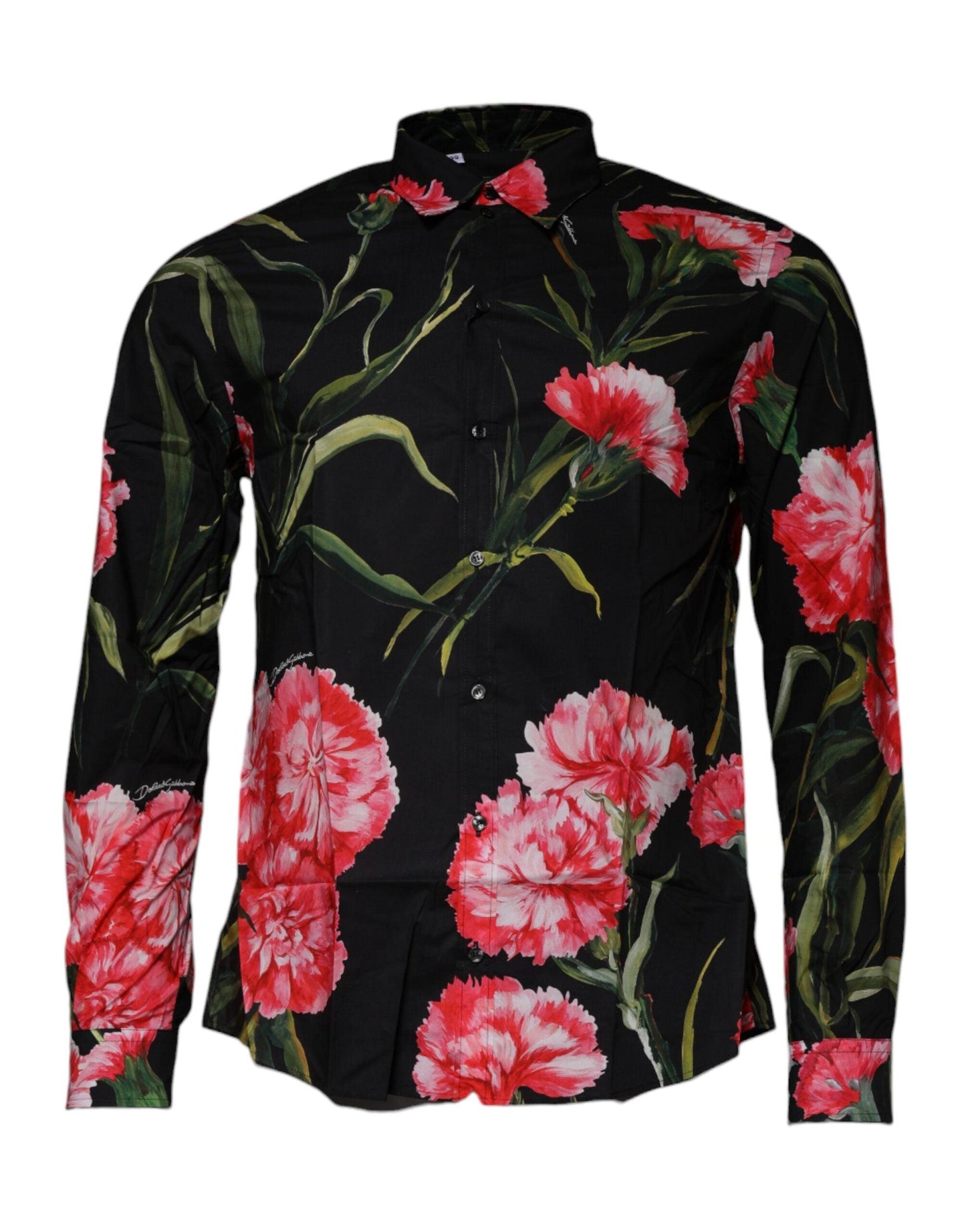 Dolce & Gabbana Black Floral Cotton Formal Men Dress Shirt - Arichezz.store