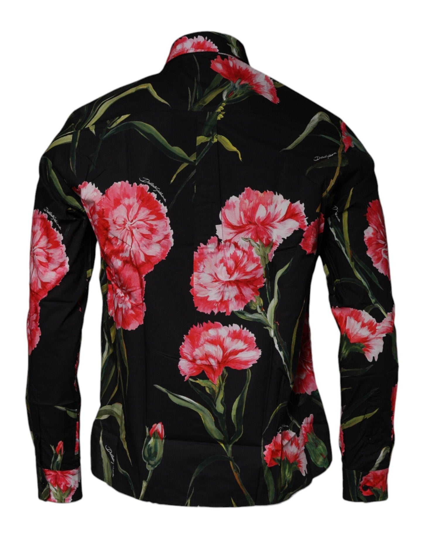 Dolce & Gabbana Black Floral Cotton Formal Men Dress Shirt - Arichezz.store