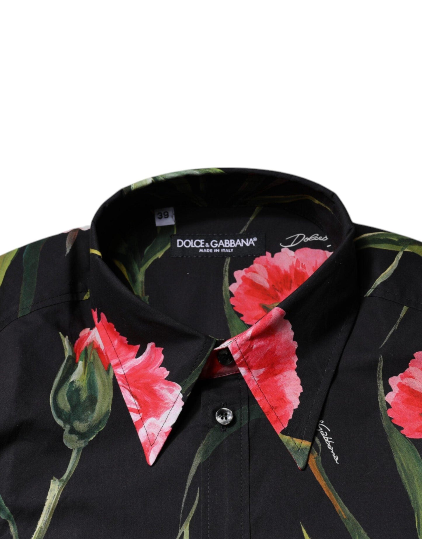 Dolce & Gabbana Black Floral Cotton Formal Men Dress Shirt - Arichezz.store