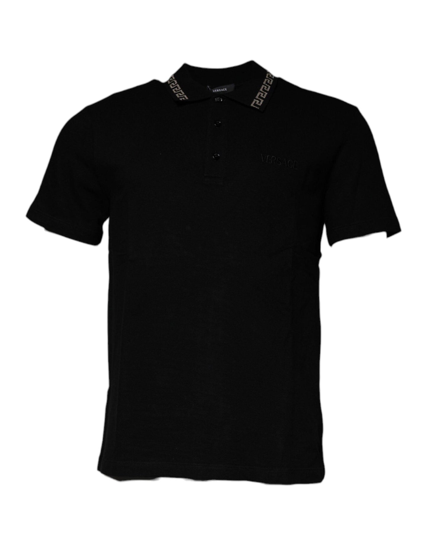 Versace Black Viscose Collared Polo Short Sleeves T-shirt - Arichezz.store