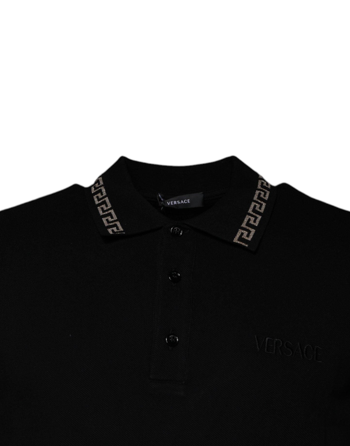 Versace Black Viscose Collared Polo Short Sleeves T-shirt - Arichezz.store