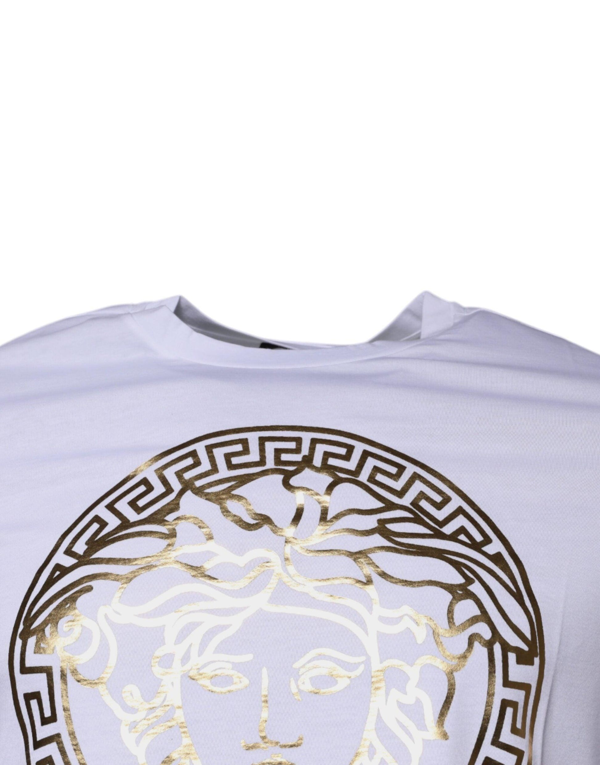 Versace White Medusa Print Cotton Crew Neck T-shirt - Arichezz.store