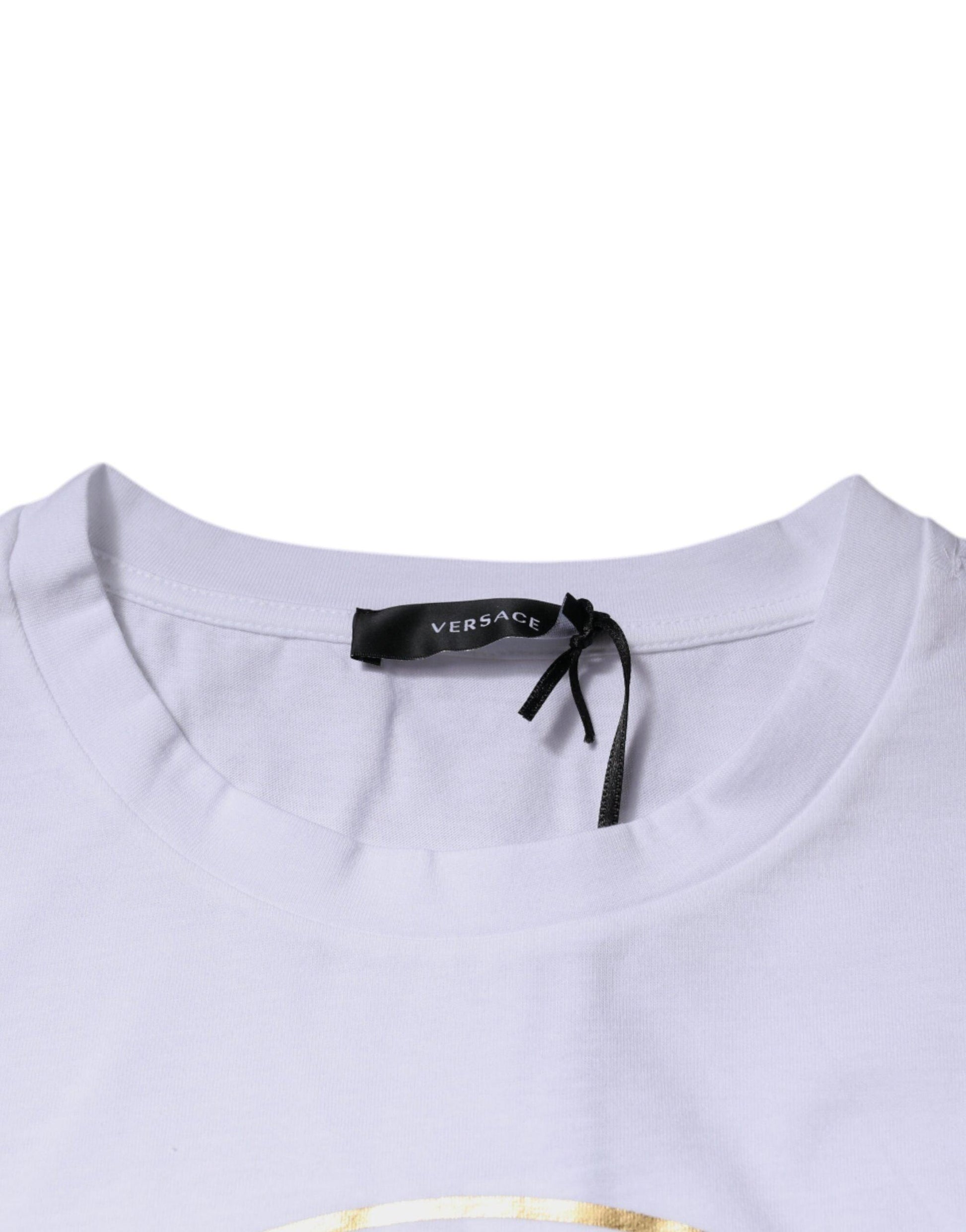 Versace White Medusa Print Cotton Crew Neck T-shirt - Arichezz.store