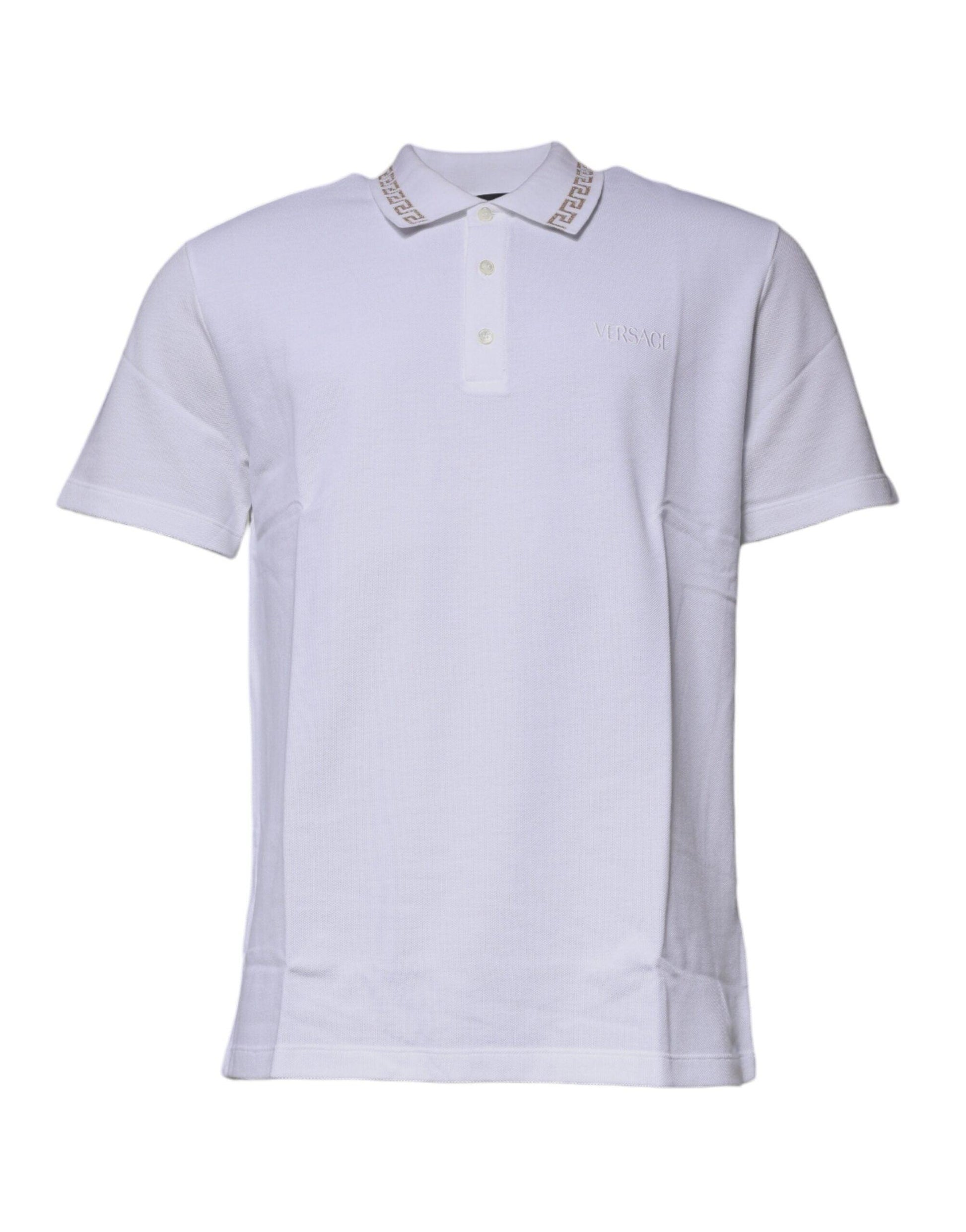 Versace White Viscose Collared Men Polo Short Sleeves T-shirt - Arichezz.store