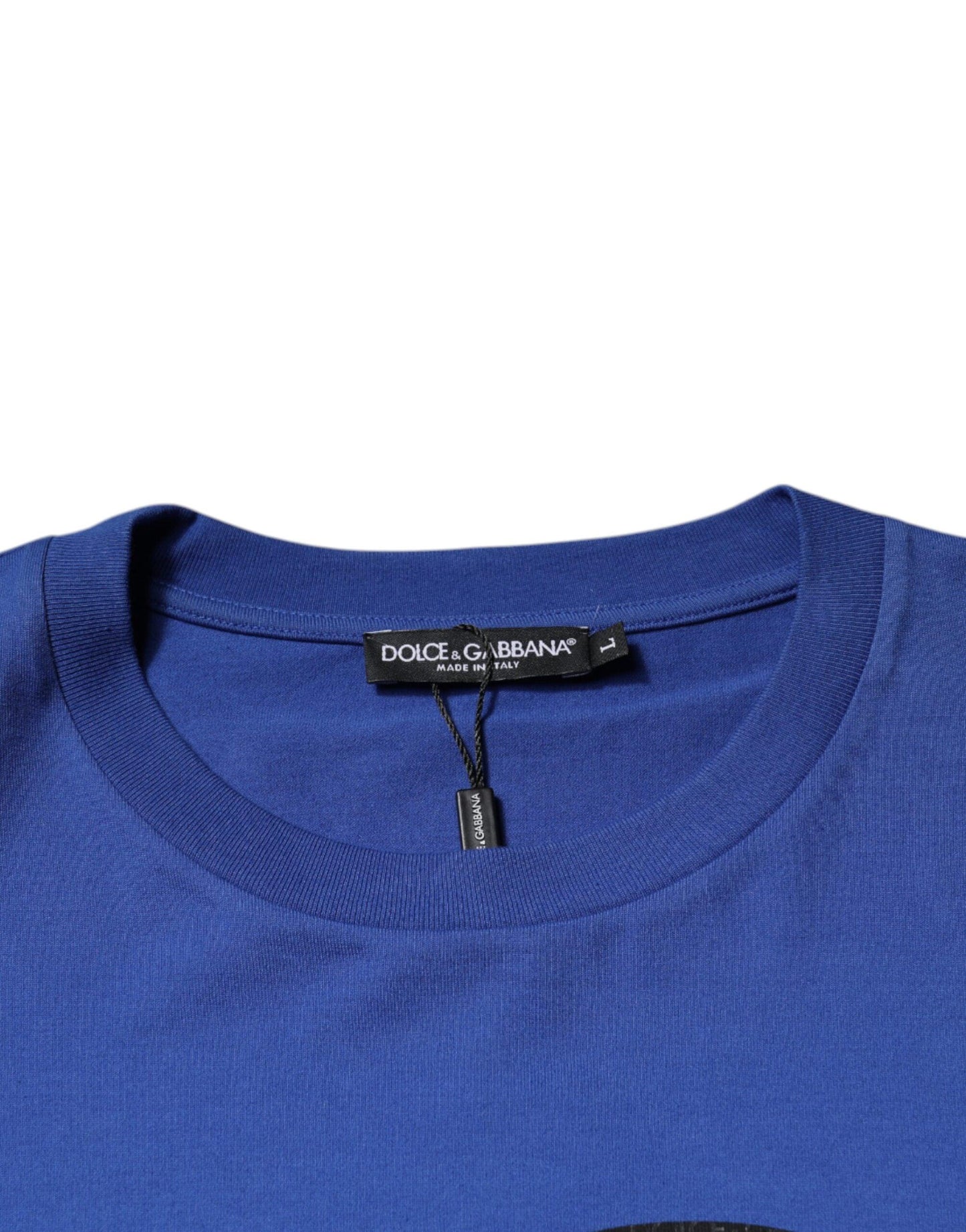 Dolce & Gabbana Blue Logo Print Cotton Men Crew Neck T-shirt - Arichezz.store