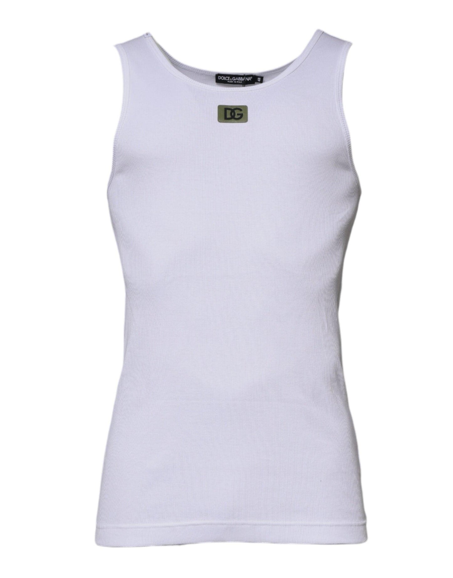 Dolce & Gabbana White Cotton Round Neck Sleeveless T-shirt - Arichezz.store