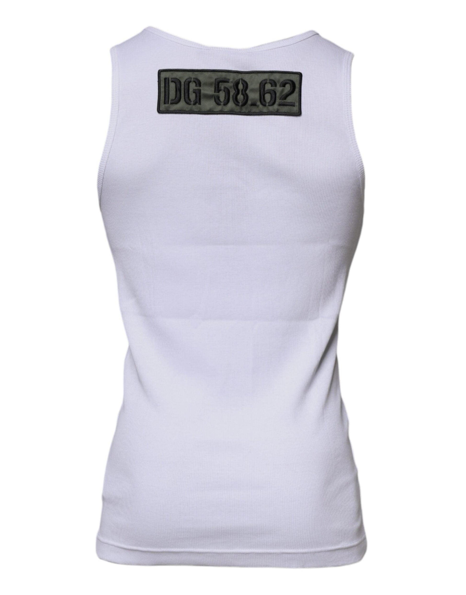 Dolce & Gabbana White Cotton Round Neck Sleeveless T-shirt - Arichezz.store