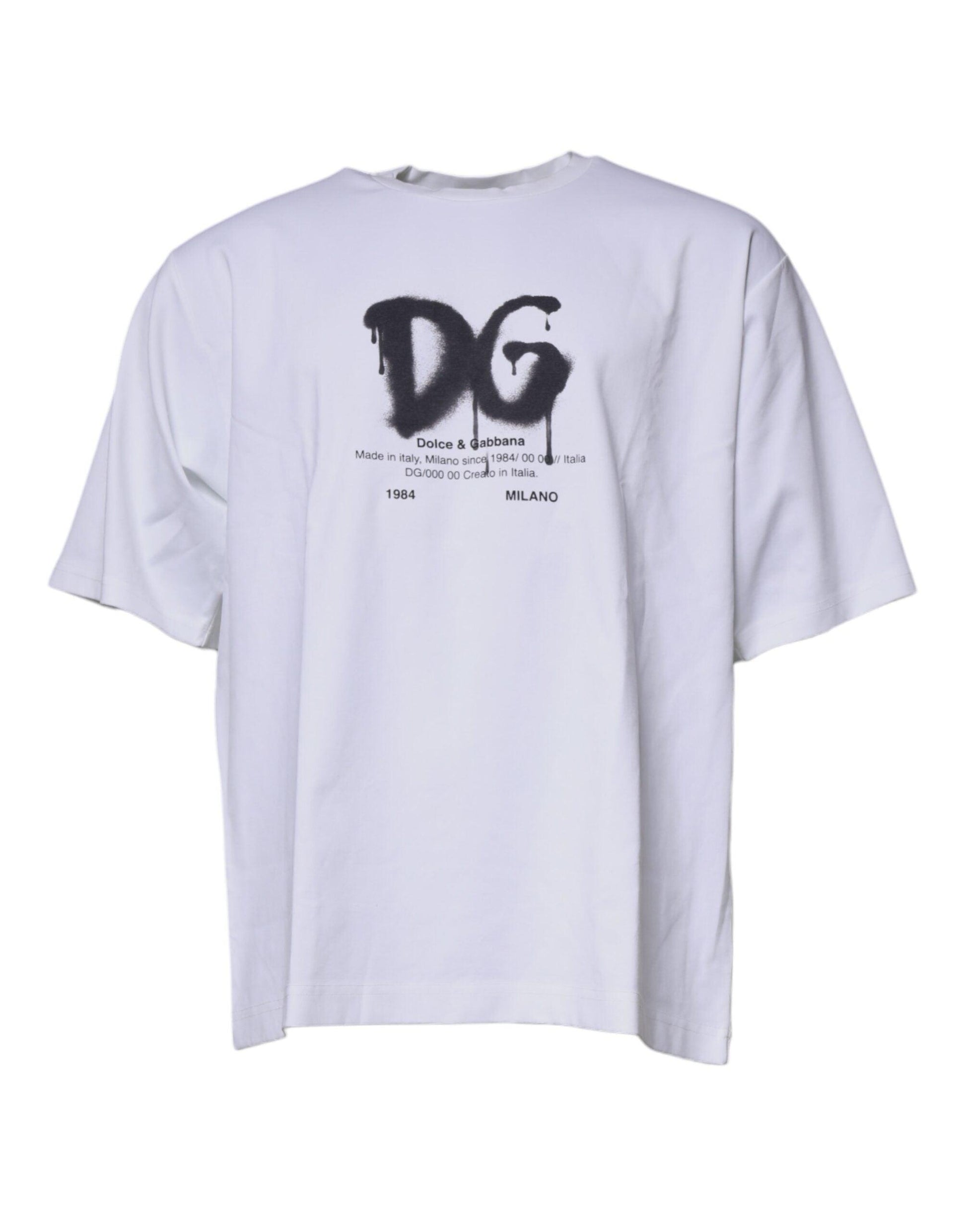 Dolce & Gabbana White DG Logo Cotton Crew Neck T-shirt - Arichezz.store