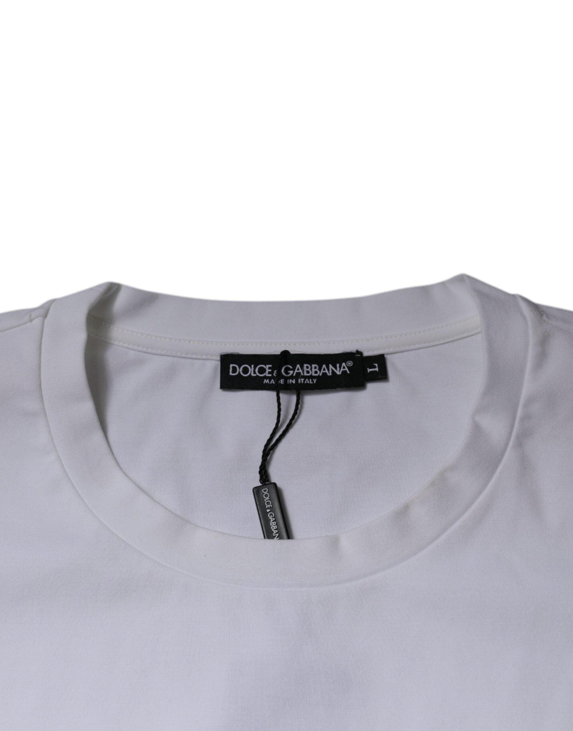 Dolce & Gabbana White DG Logo Cotton Crew Neck T-shirt - Arichezz.store