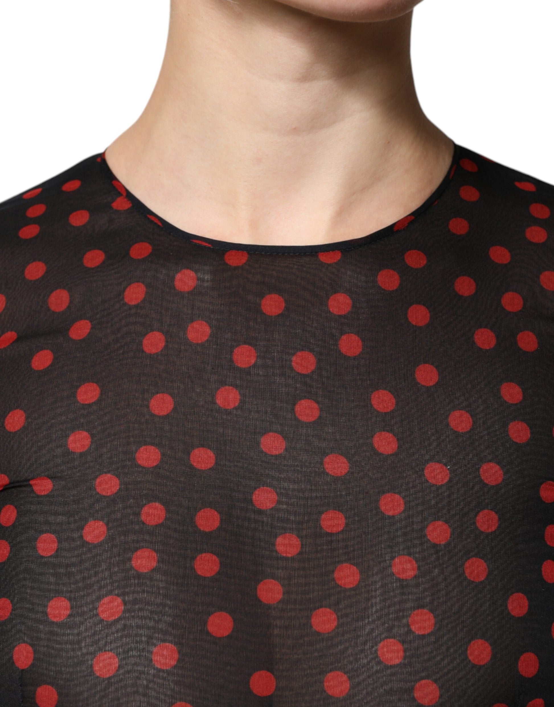 Dolce & Gabbana Black Red Polka Dot Silk Layered Midi Dress - Arichezz.store