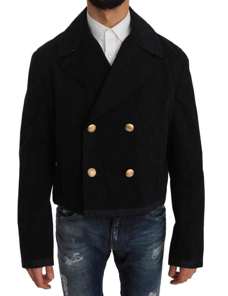 Dolce & Gabbana Elegant Dark Blue Trench Coat Jacket - Arichezz.store