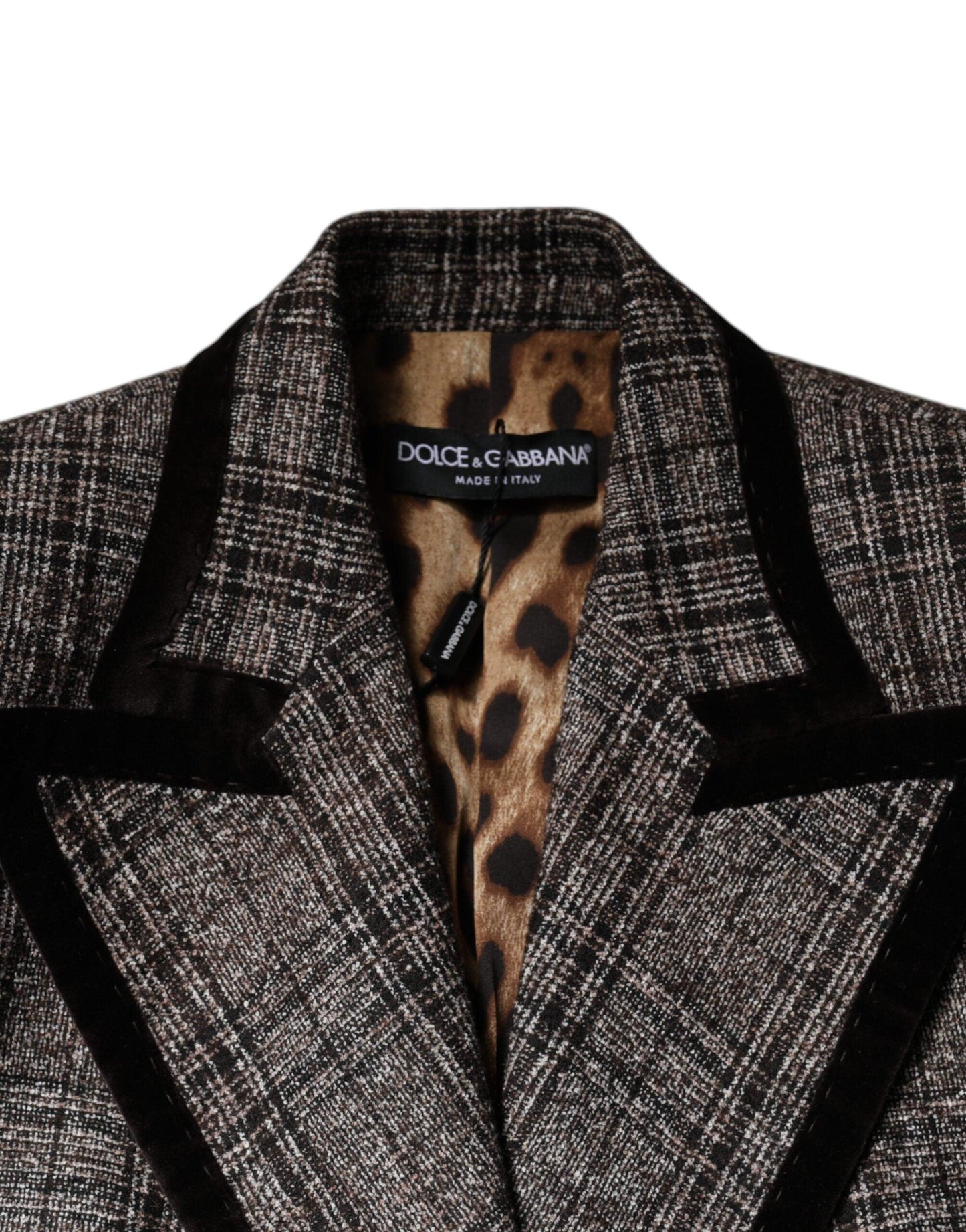 Dolce & Gabbana Brown Plaid Long Sleeve Cropped Coat Jacket - Arichezz.store