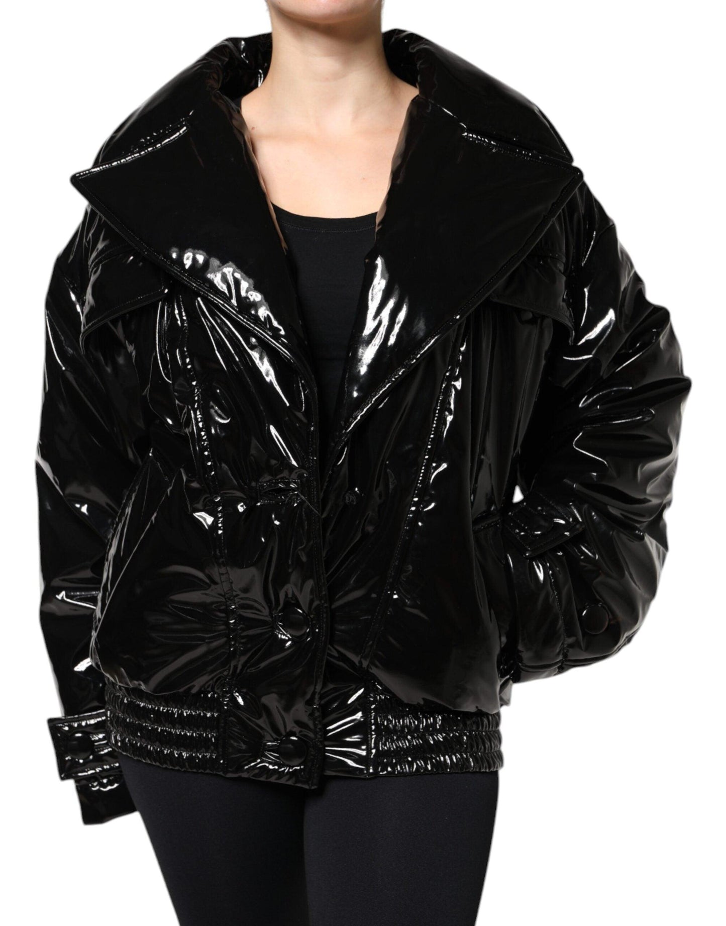 Dolce & Gabbana Black Polyester Button Down Blouson Jacket - Arichezz.store