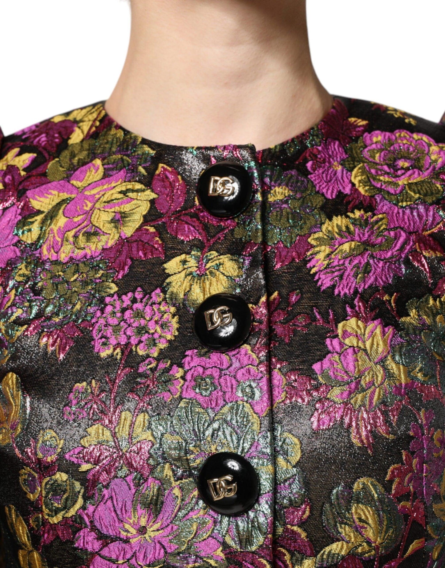 Dolce & Gabbana Multicolor Floral Jacquard Cropped Jacket - Arichezz.store