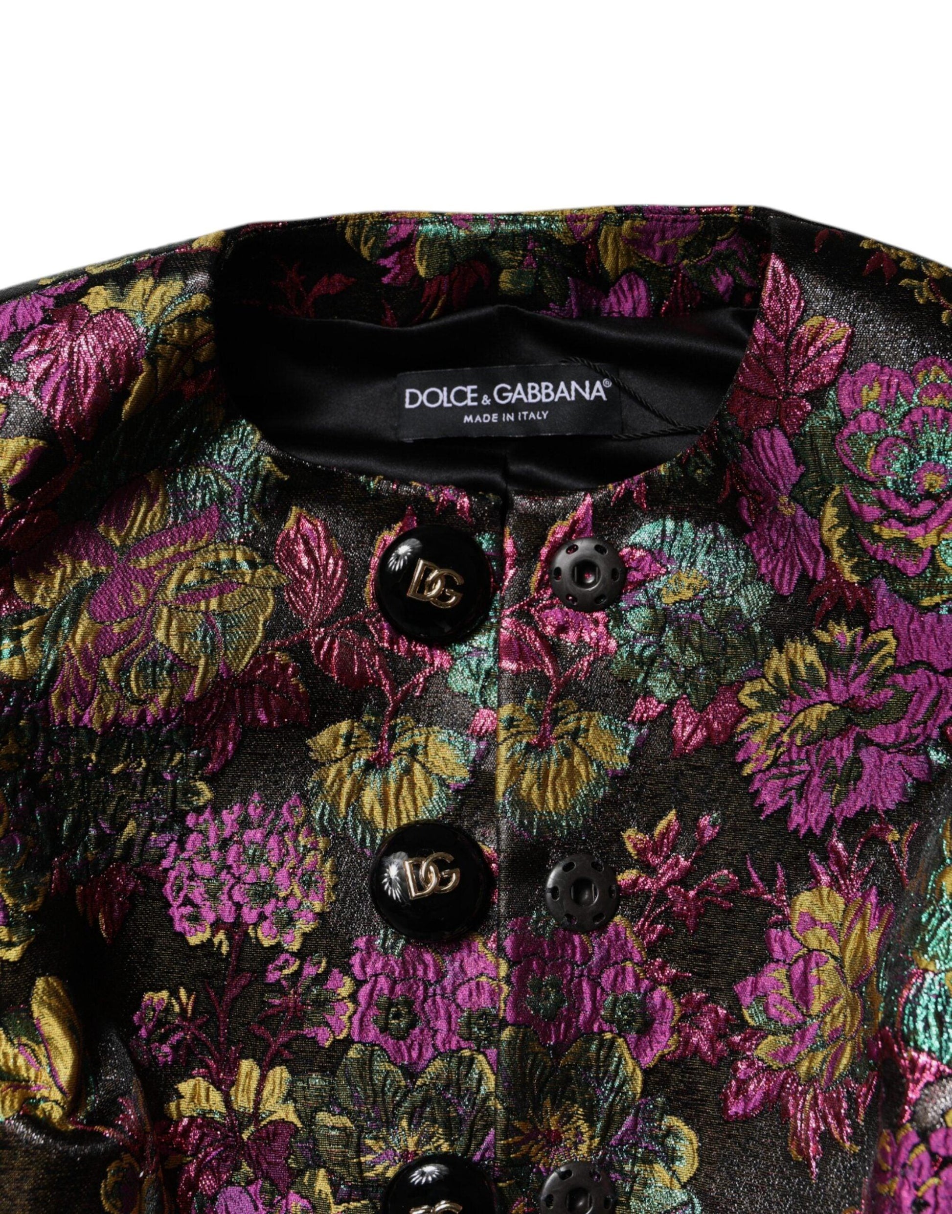 Dolce & Gabbana Multicolor Floral Jacquard Cropped Jacket - Arichezz.store