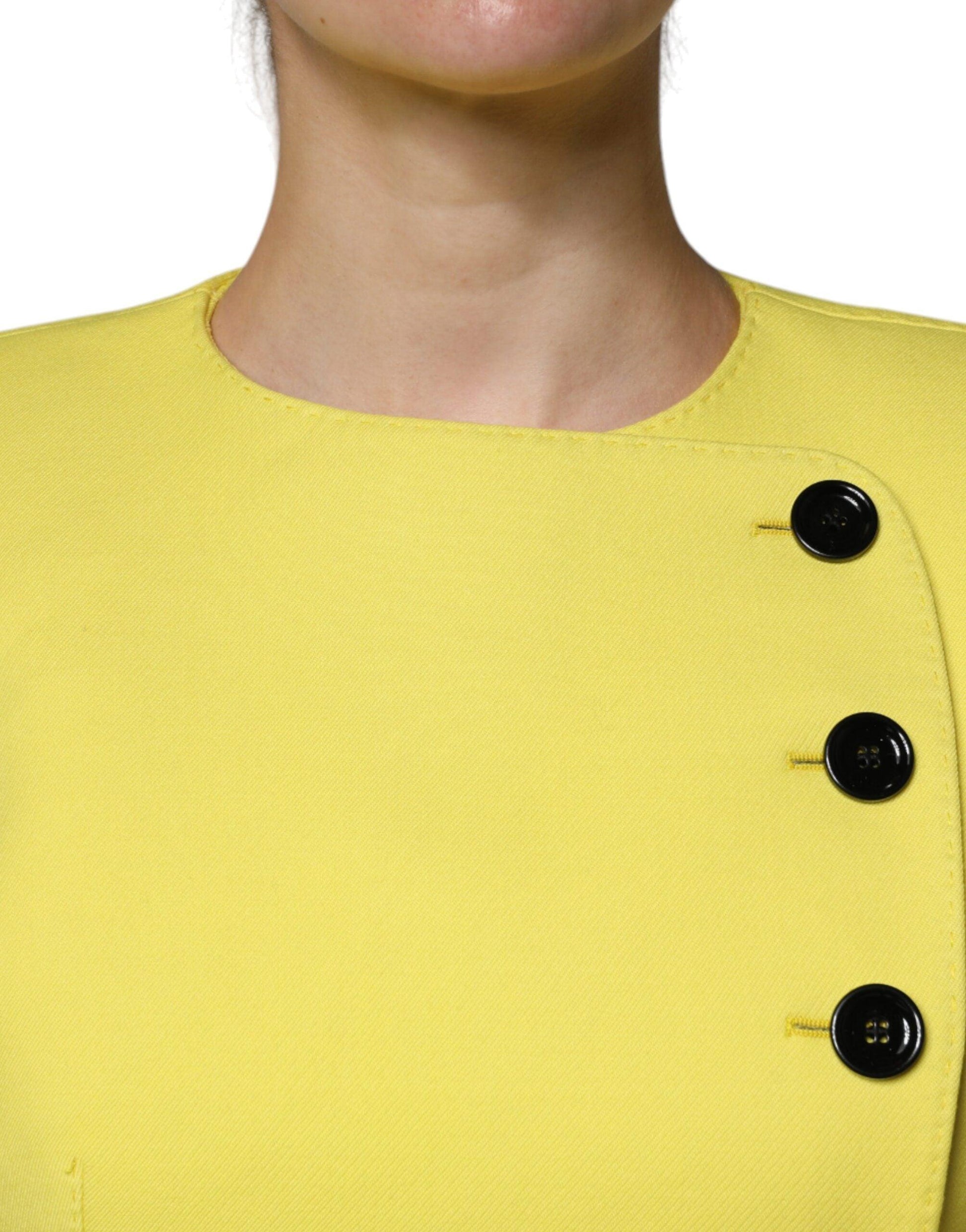 Dolce & Gabbana Lemon Yellow Wool Long Sleeves Cropped Coat Jacket - Arichezz.store