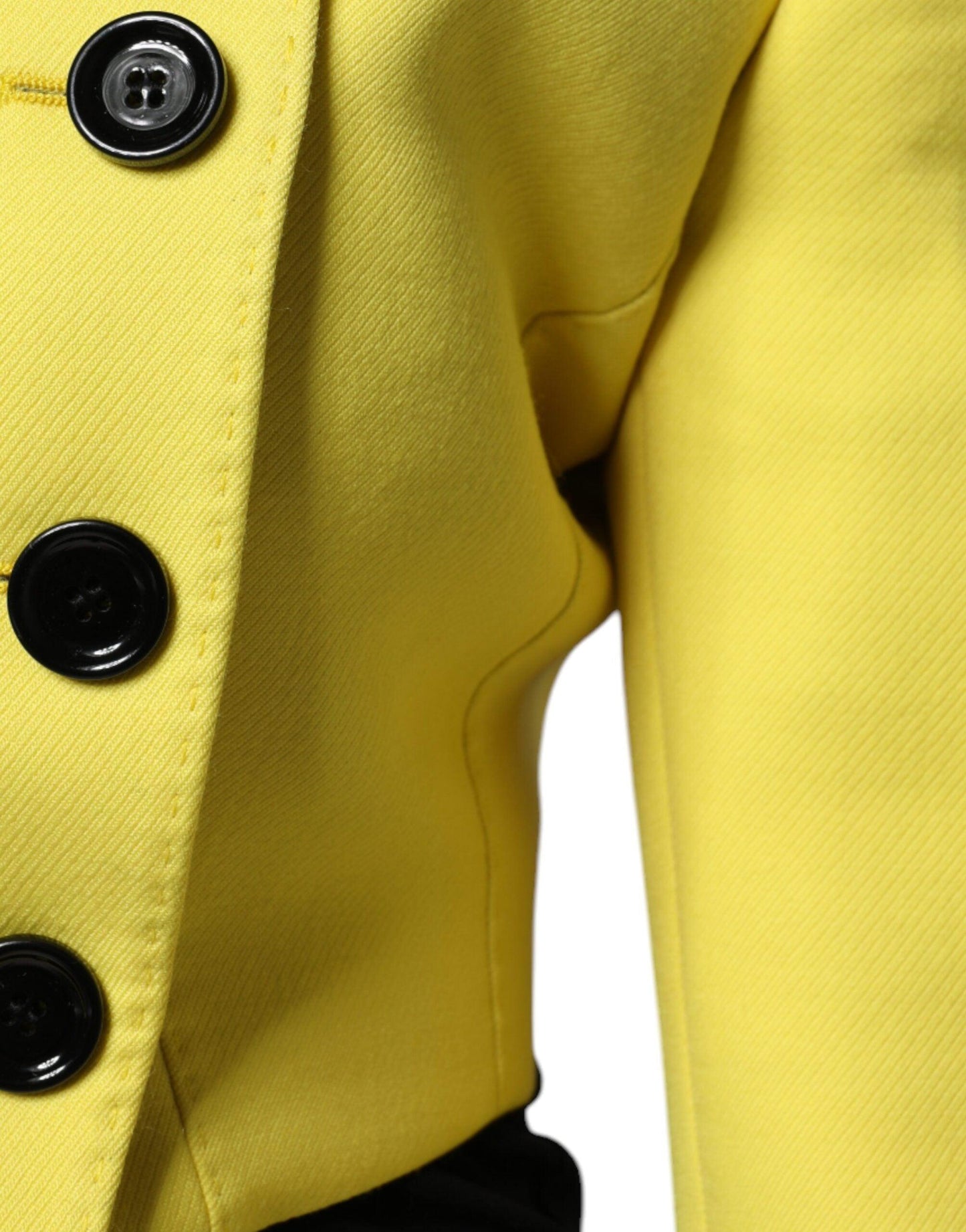 Dolce & Gabbana Lemon Yellow Wool Long Sleeves Cropped Coat Jacket - Arichezz.store