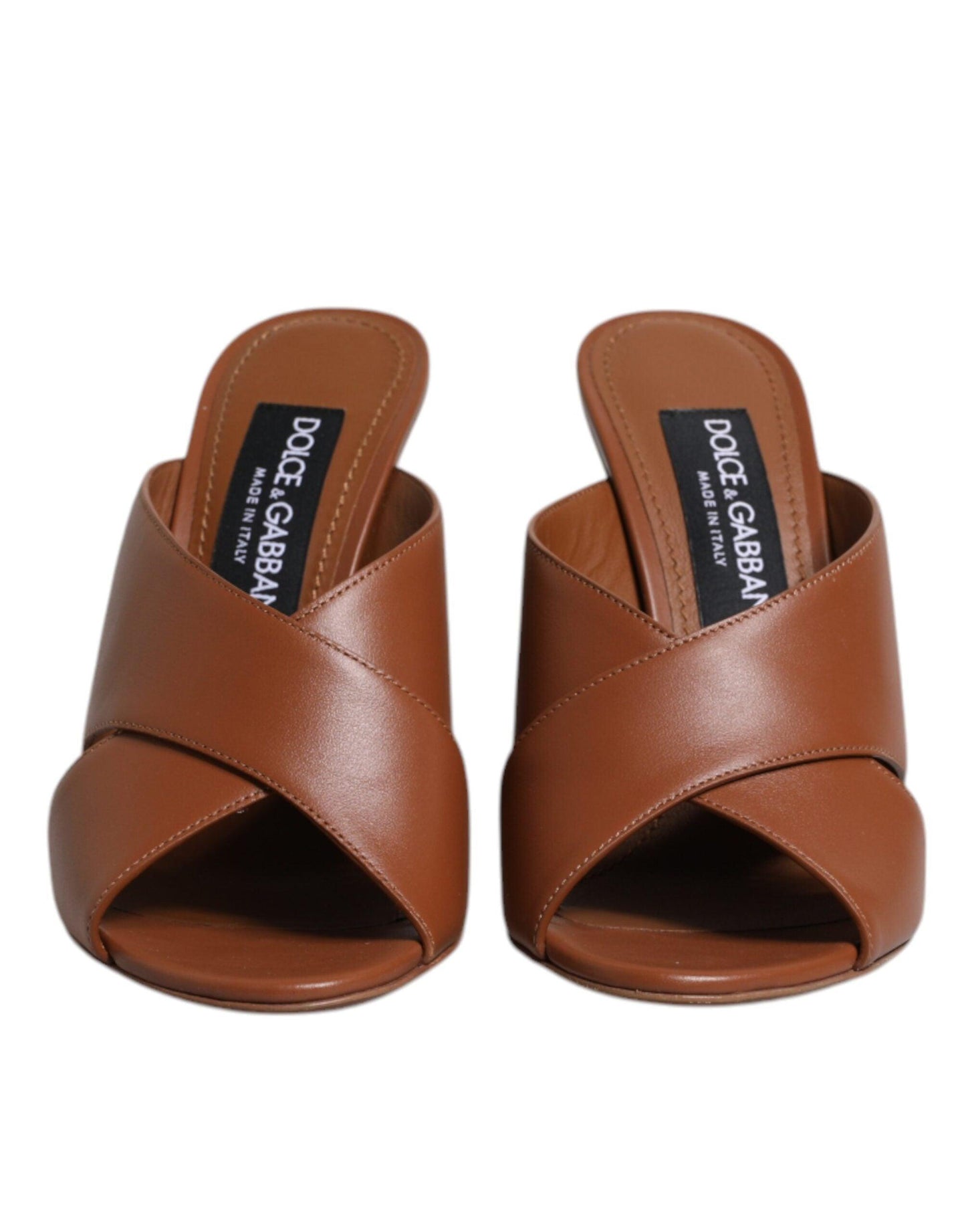 Dolce & Gabbana Maroon Logo KEIRA Leather Slides Sandals Shoes - Arichezz.store