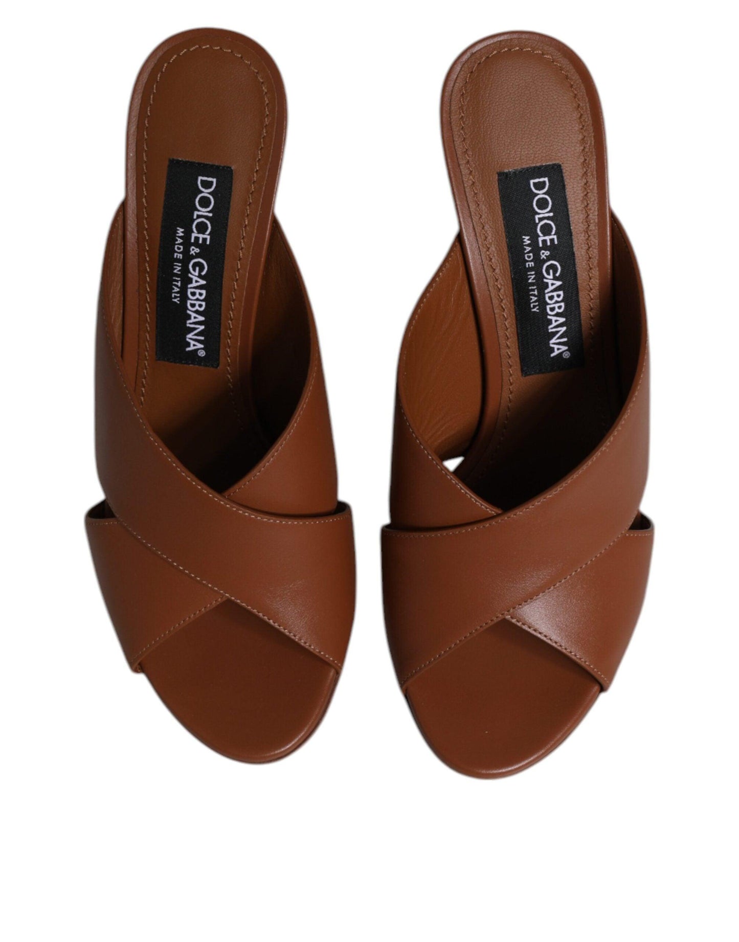 Dolce & Gabbana Maroon Logo KEIRA Leather Slides Sandals Shoes - Arichezz.store