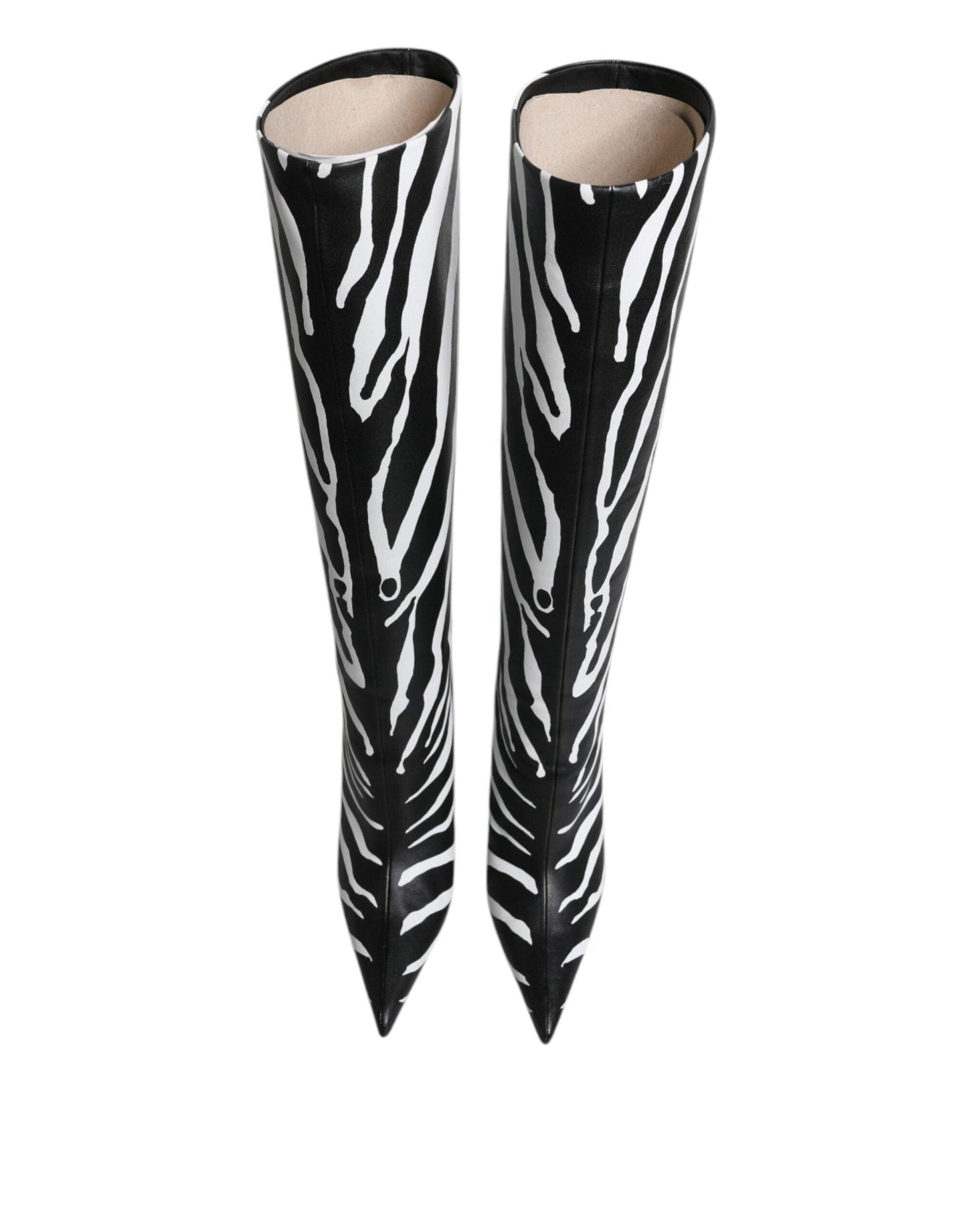 Dolce & Gabbana Black White Zebra Heels High Boots Shoes - Arichezz.store