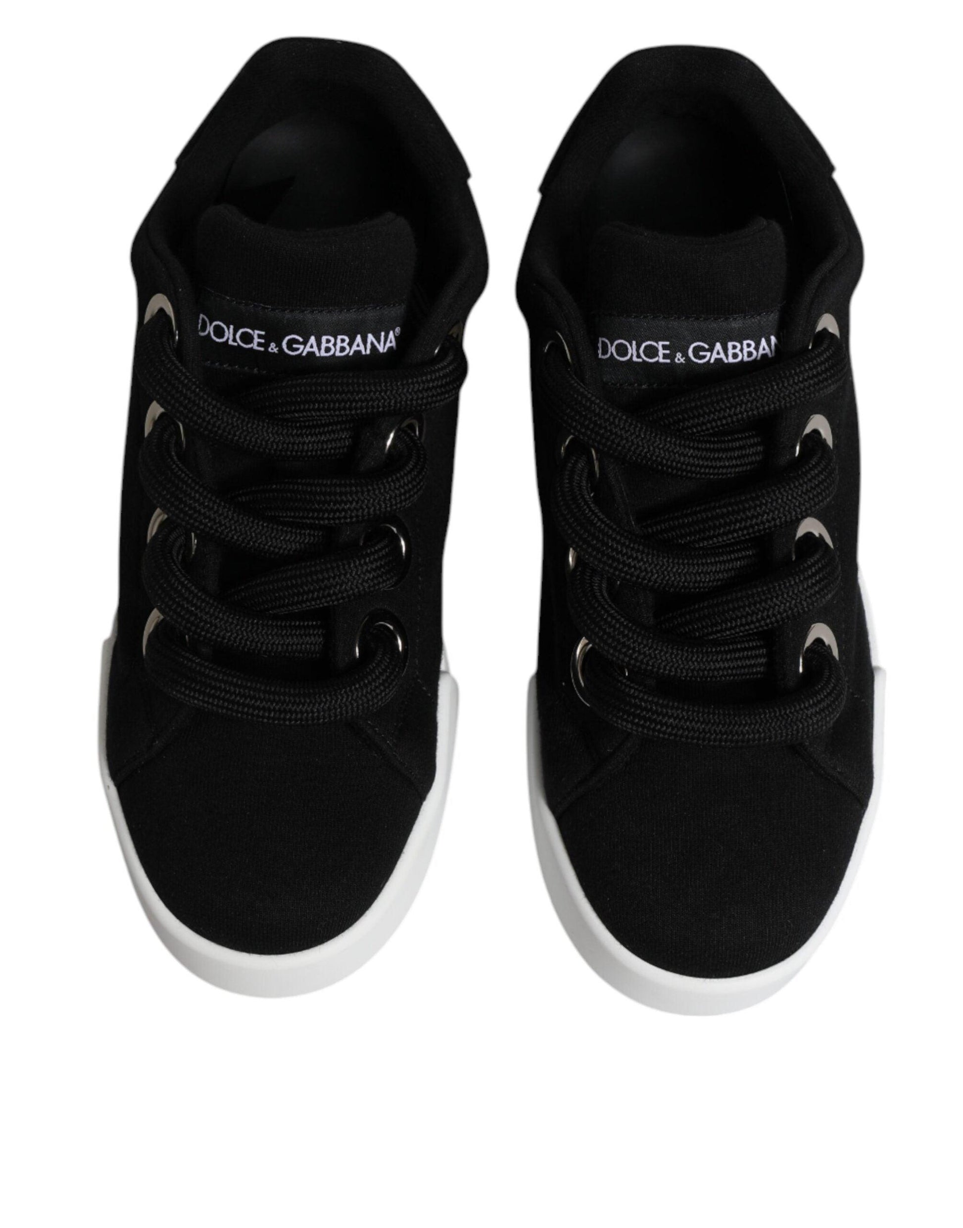 Dolce & Gabbana Black Portofino Low Top Sneakers Shoes - Arichezz.store