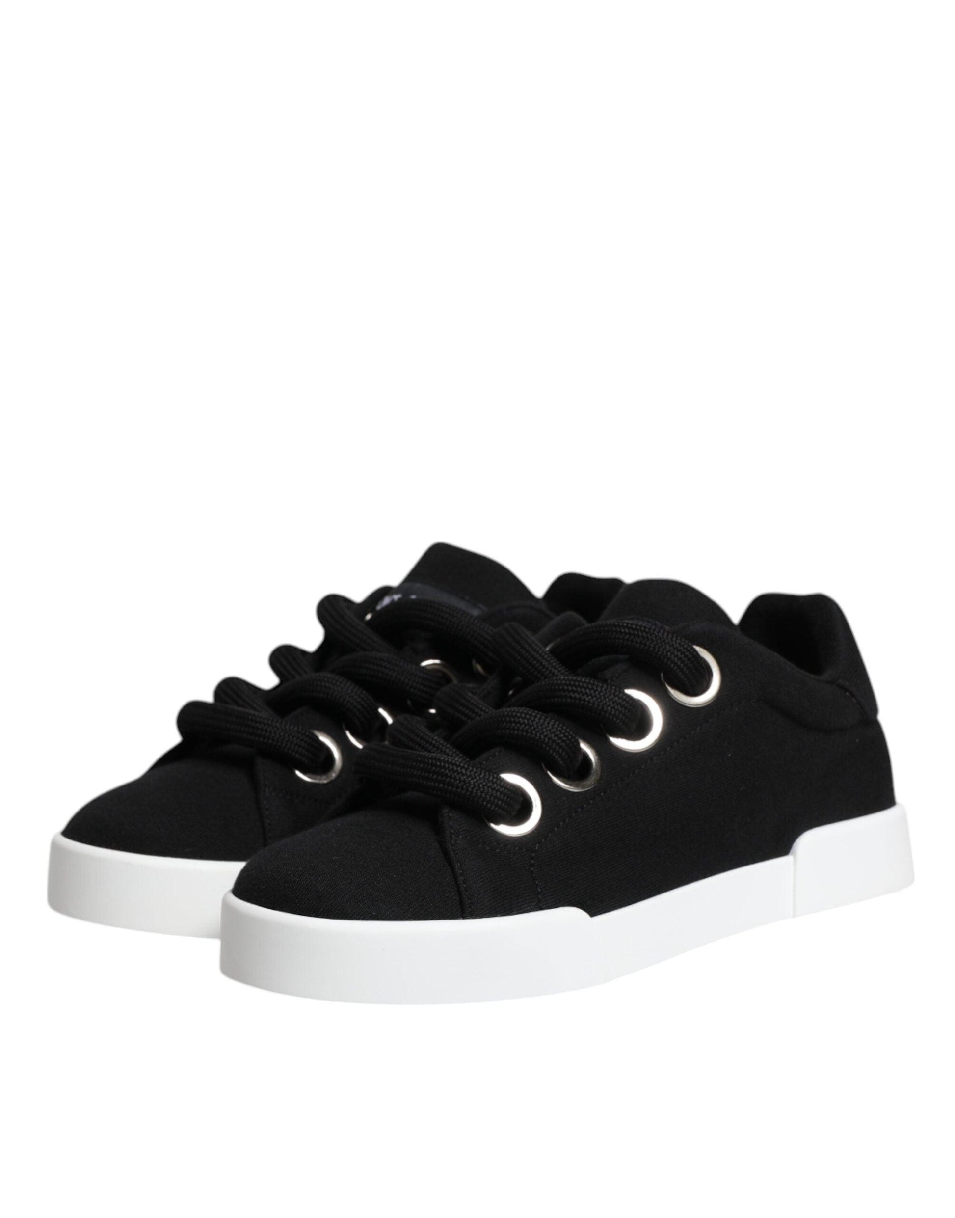 Dolce & Gabbana Black Portofino Low Top Sneakers Shoes - Arichezz.store