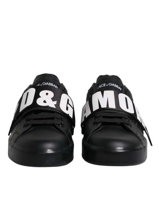 Dolce & Gabbana Black D&G AMORE Low Top Sneakers Shoes - Arichezz.store